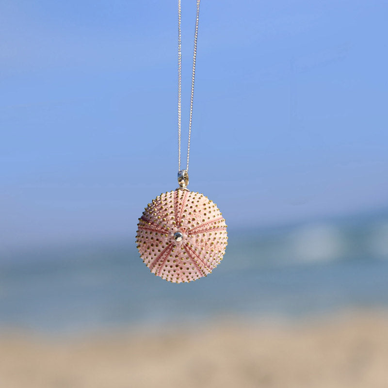 Large Natural Pink Sea Urchin Pendant